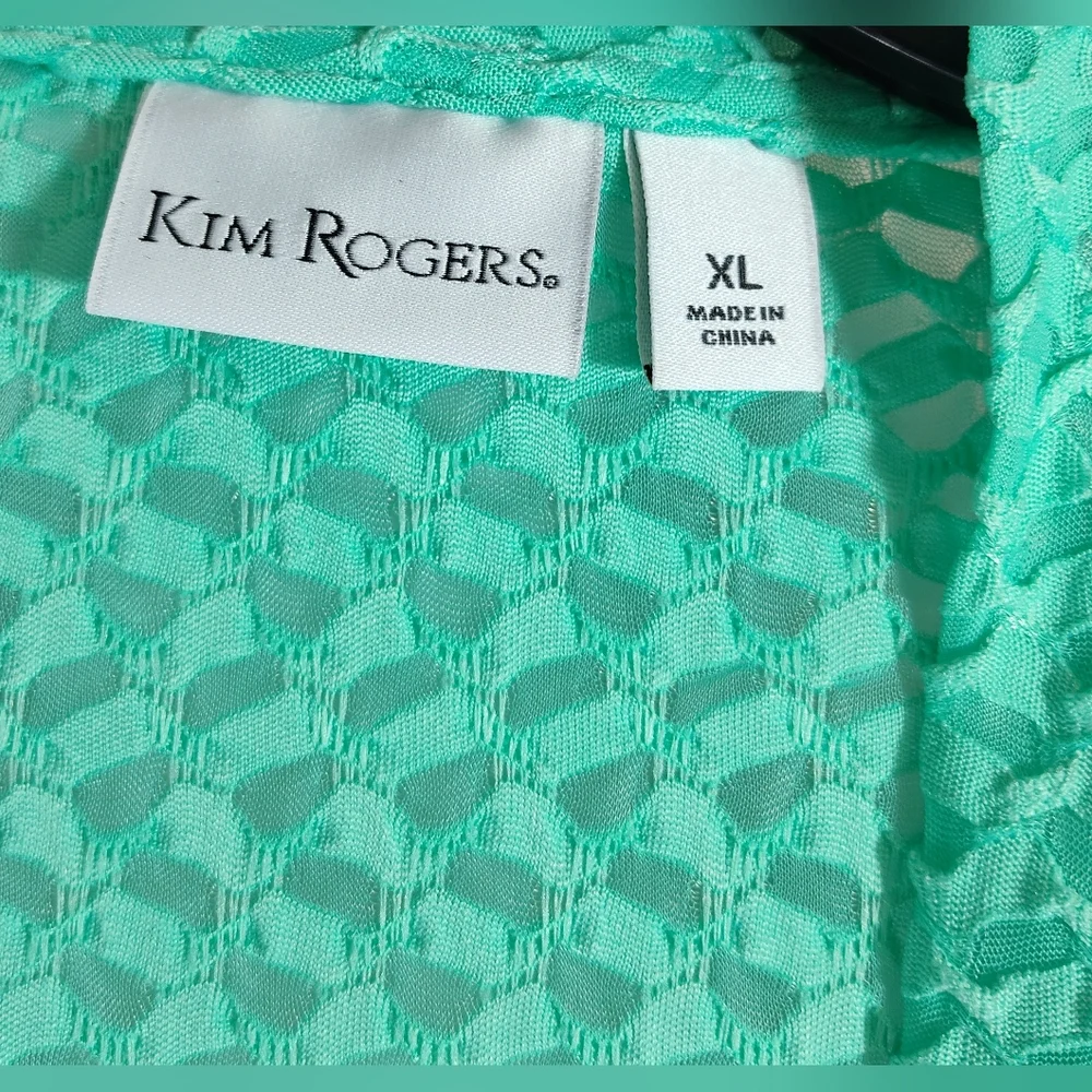 Kim Rogers Green Cardigan Sweater with Textured Knit